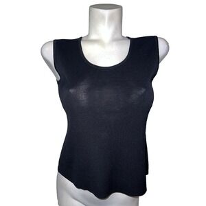 Misook Black Knit Tank Top Sleeveless Scoop Neck Size XS Professional Layering